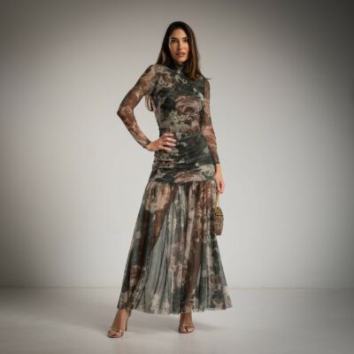 VESTIDO DRAPEADO FLORAL