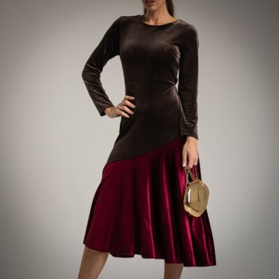 VESTIDO BICOLOR TERCIOPELO