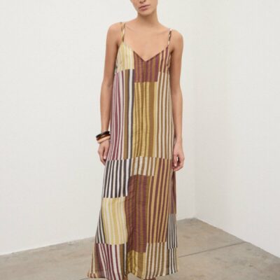 VESTIDO LARGO ESCOTE EN PICO