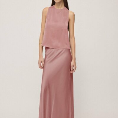 FALDA LARGA SATÉN DE VISCOSA