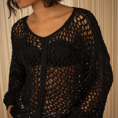 Jersey tejido red negro